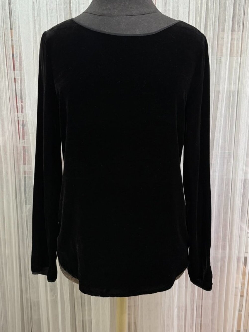 Ecru Women’s Black Velvet Blouse Medium Long Sleeve Silk Blend Witchy